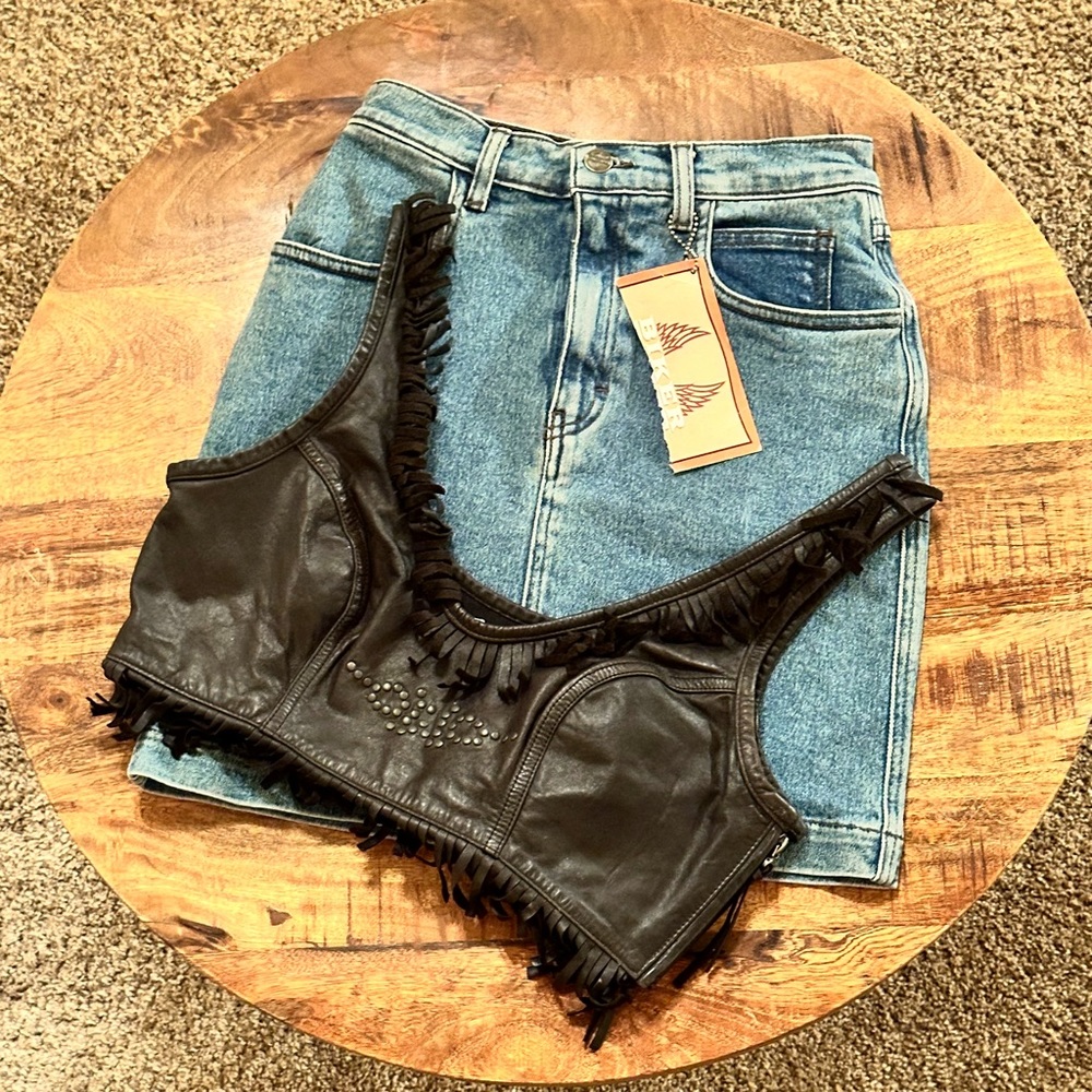 Leather Harley Davidson crop tank.
